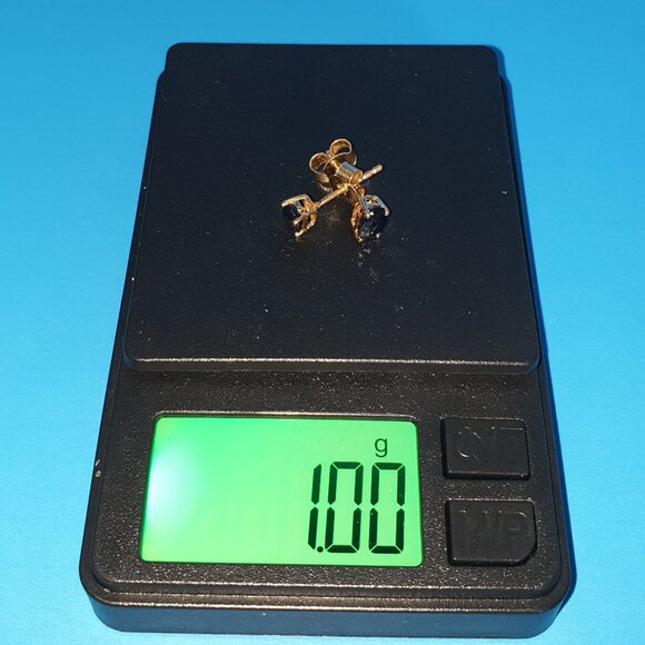 Elegant Natural Blue Sapphire 925 Sterling Silver Gold Vermeil Stud Earrings - Picture 11 of 14